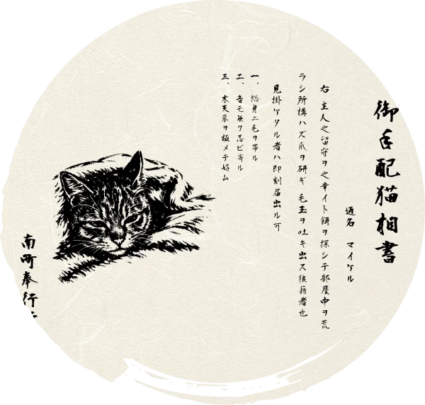 猫の手配書風似顔絵